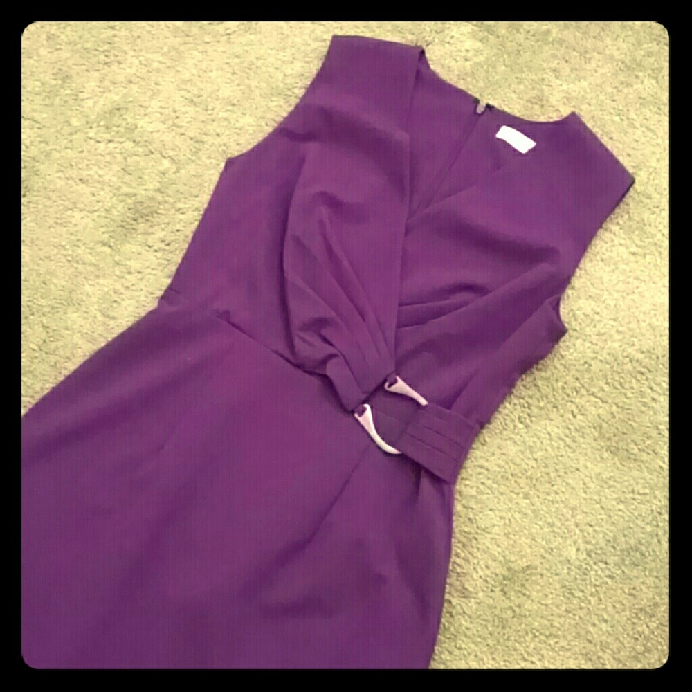 Calvin Klein Purple Twist-Waist Midi Sheath Dress